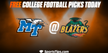 Free College Football Picks Today: Alabama-Birmingham Blazers vs Middle Tennessee State Blue Raiders 10/8/22