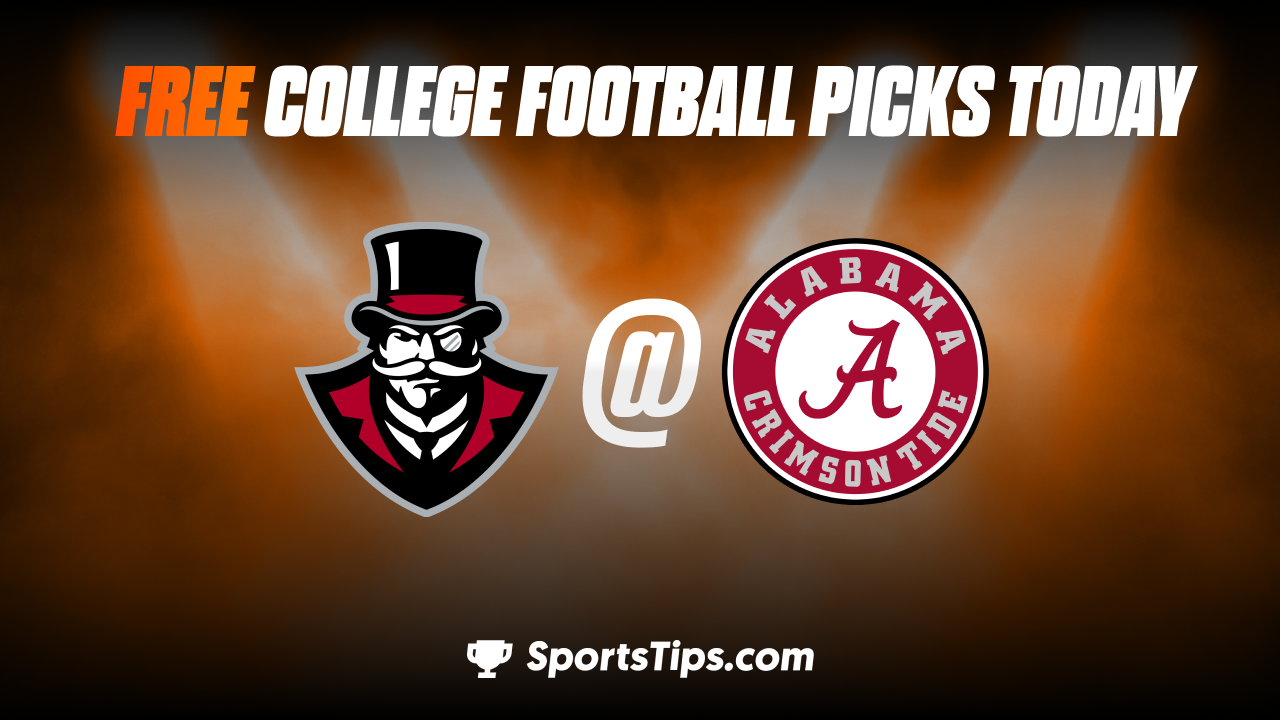 Free College Football Picks Today: Alabama Crimson Tide vs Austin Peay Governors 11/19/22